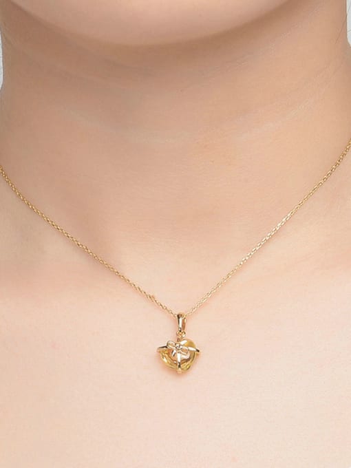 ZK Heart-shape Yellow Crystal Pendant with Gold Plated 1