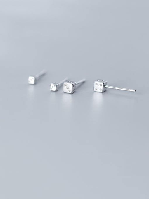 Rosh 925 Sterling Silver With Platinum Plated Simplistic Square Stud Earrings 0