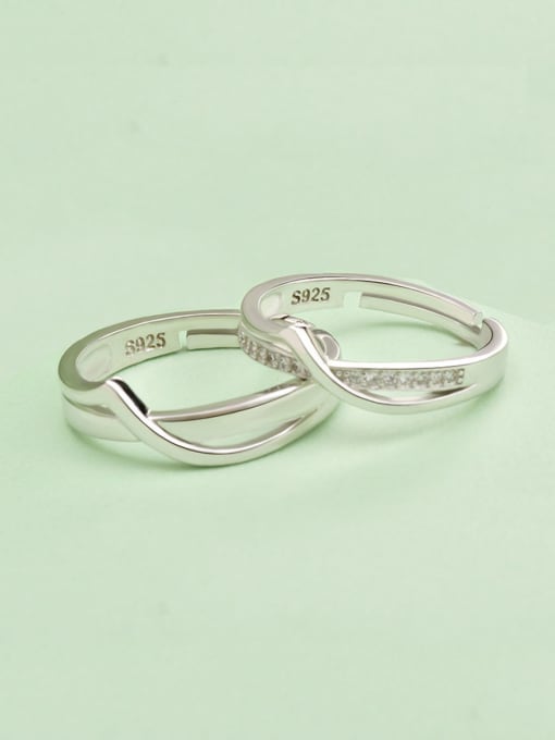 A pointed opening to the ring 925 Sterling Silver With Cubic Zirconia Simplistic  loves  Band Rings