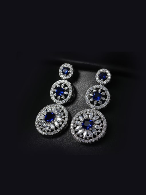 Blue Noble Round Wedding Drop Chandelier earring