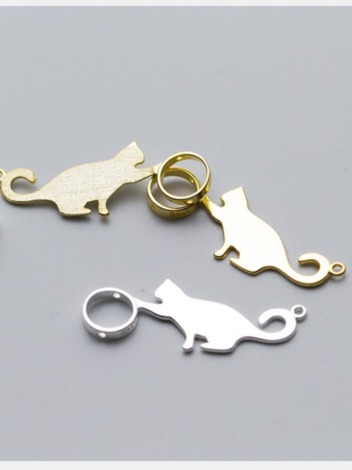 FAN 925 Sterling Silver With 18k Gold Plated Cute Cat Charms 2