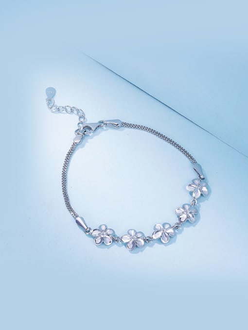 One Silver 2018 Women Adjustable Length Flower Shaped Bracelet 0