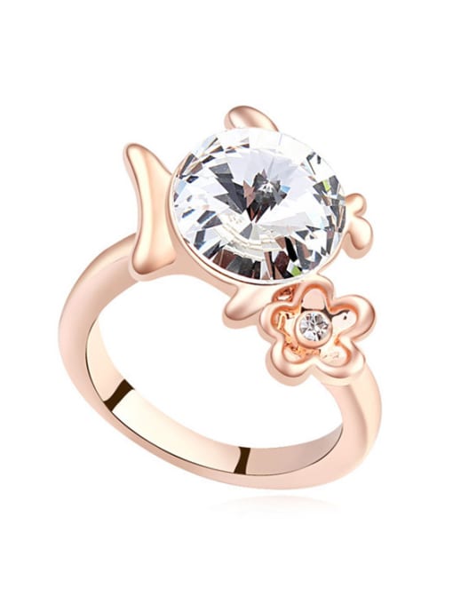 White Fashion Cubic austrian Crystal Flower Alloy Ring