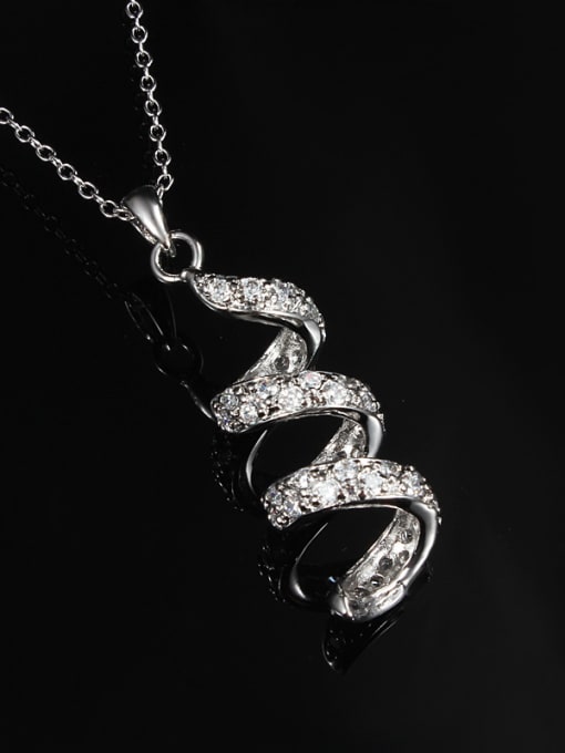 SANTIAGO Fashion Spiral Design Platinum Plated Zircon Necklace 2