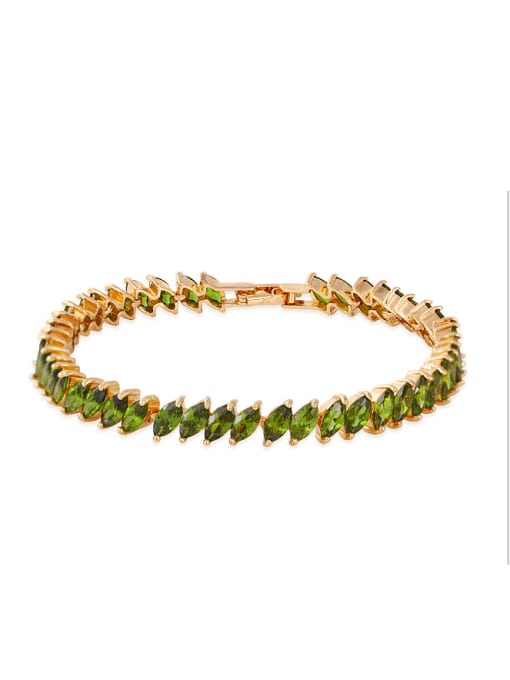 Green Copper Alloy Gold Plated Fashion Simple Zircon Bracelet