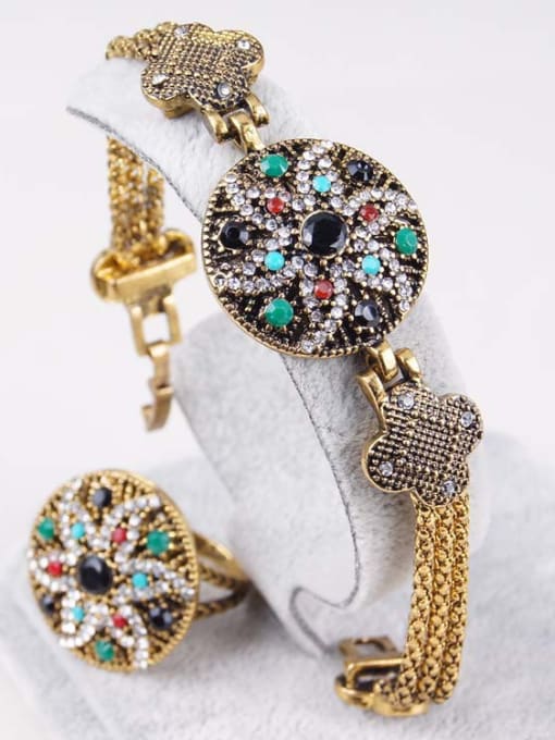 Gujin Bohemia style Cubic Colorful Resin stones Crystals Alloy Two Pieces Jewelry Set 1
