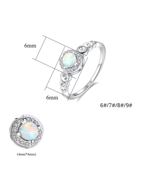 CCUI 925 Sterling Silver With Opal  Simplistic Round Band Rings 4