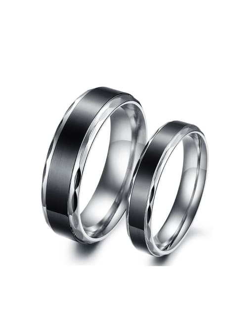 Open Sky Simple Titanium Sooth Lovers Ring 0