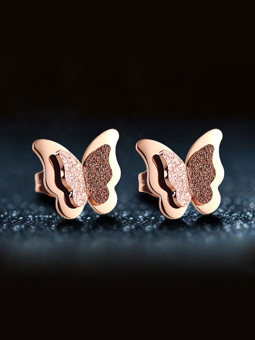 Open Sky Fashion Butterfly Rose Gold Plated Stud Earrings 0