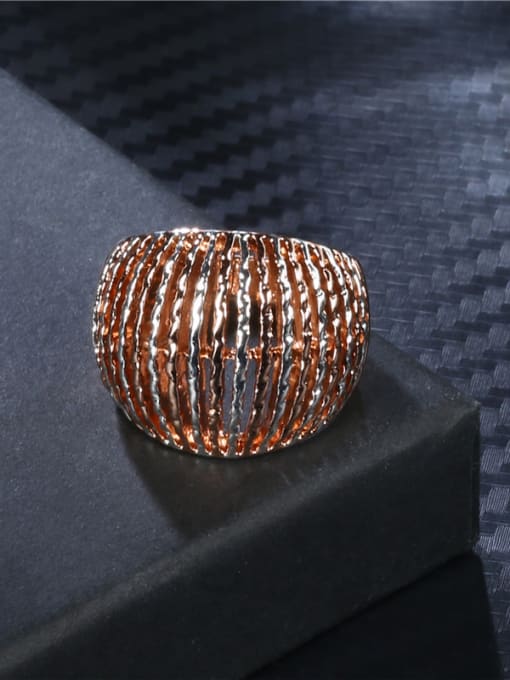 18K Gold And Silver Delicate Rose Gold Plated Wave Shaped Ring