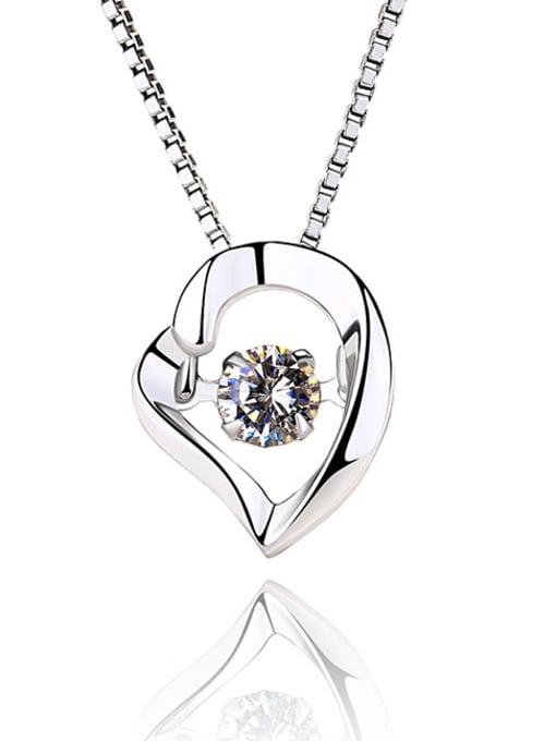 Peng Yuan Fashion Rotatable Cubic Zircon Heart 925 Silver Pendant 0