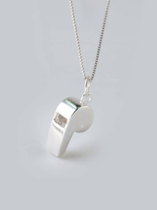 Rosh S925 Silver Fshion Personality Whistle Shape Necklace