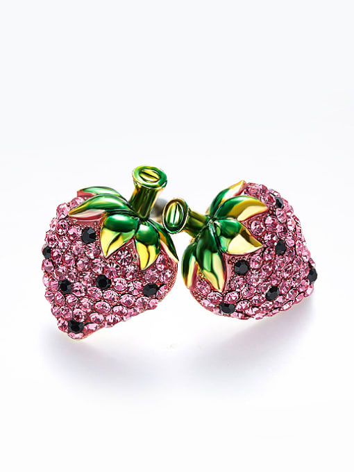CEIDAI Fashion Strawberry Shiny Zirconias Copper Stud Earrings 2