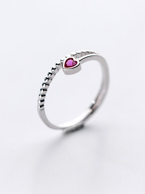 purple Creative Double Layer Design Heart Shaped Zircon Silver Ring