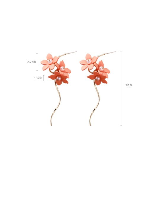 Girlhood Alloy With Rose Gold Plated Bohemia Flower Wave Line Drop Earrings 4