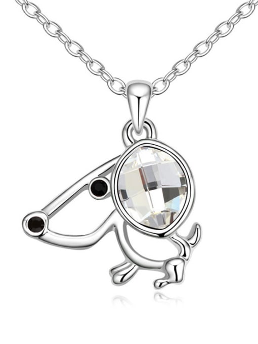 White Personalized Zodiac Dog austrian Crystals Pendant Alloy Necklace