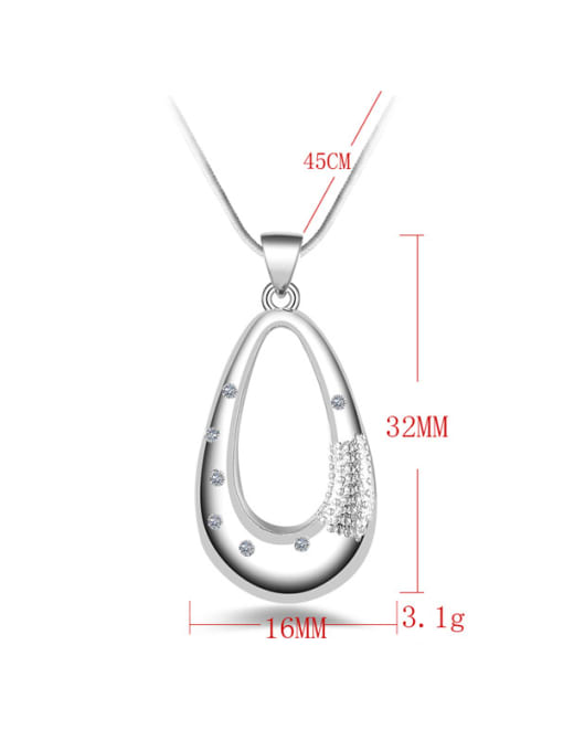 Ya Heng Simple Cubic Zirconias Hollow Water Drop shaped Pendant Copper Necklace 2