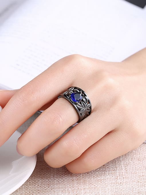 OUXI Retro style Glass Hollow Ring 1