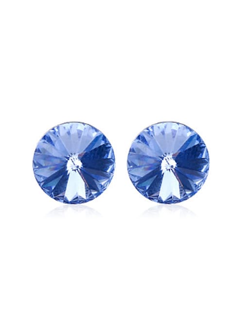 blue Simple Round Austria Crystal Stud Earrings