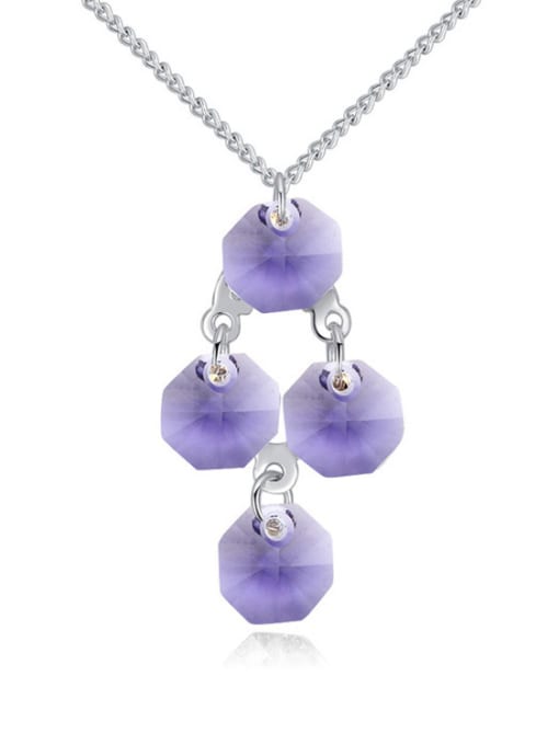 purple Simple Cubic austrian Crystals Pendant Alloy Necklace