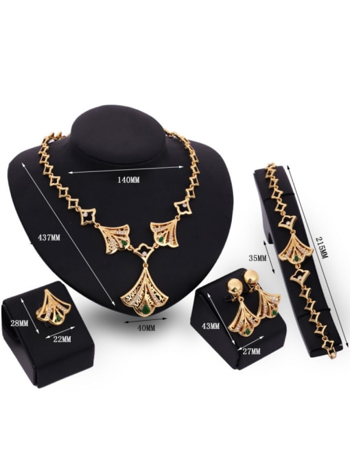 BESTIE Alloy Imitation-gold Plated Vintage style Rhinestones Fan-shaped Four Pieces Jewelry Set 2