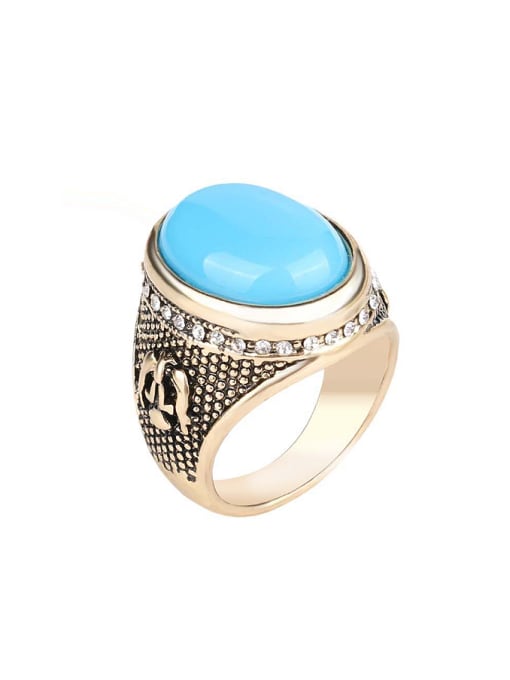 Gujin Retro style Oval Resin stone Crystals Alloy Ring 0