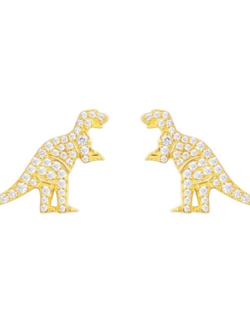 White Zircon Micro-inlaid zircon dinosaur earrings