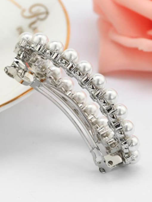 Wei Jia Fashion White Artificial Pearl Tiny Zirconias Copper Hairpin 2