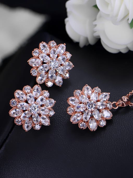 L.WIN Rose Gold Plated Snowflake Wedding Jewelry Set 1
