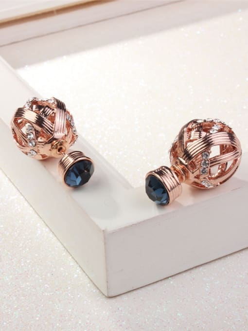 Rose Gold Creative Light Shaped Rhinestone Stud Earrings