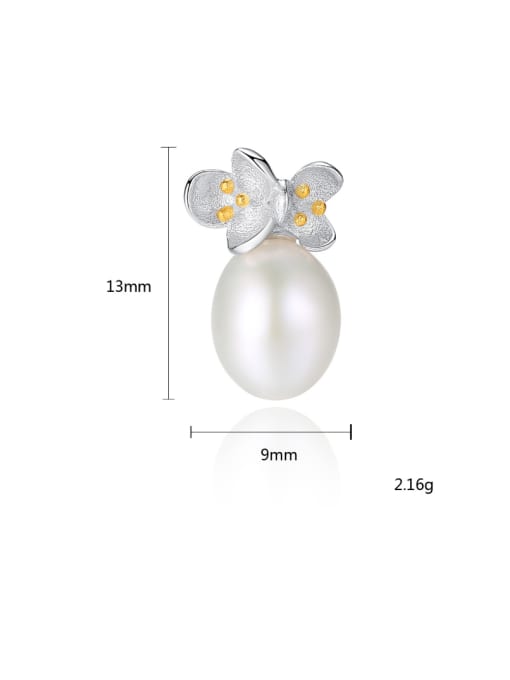 CCUI Sterling Silver 8-9mm natural pearl simple Flower Stud 2