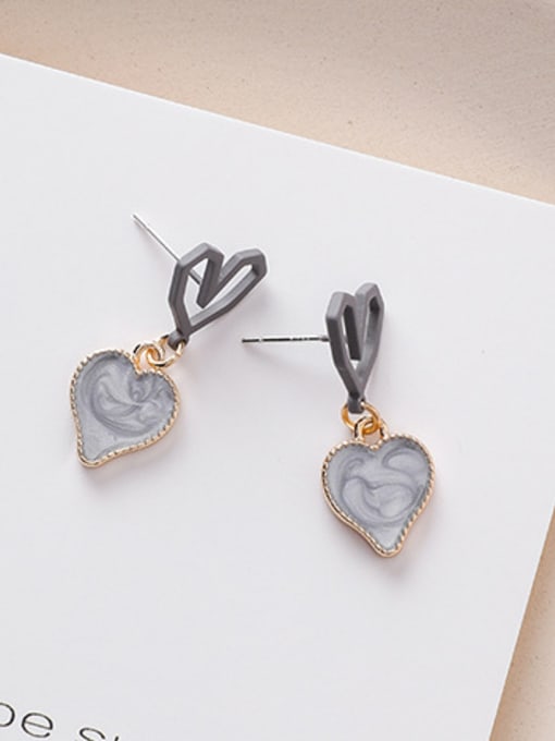 Girlhood Alloy With Rose Gold Plated Cute Heart Drop Earrings 3
