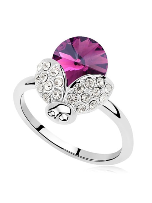 Purple Personalized Cubic austrian Crystals Beetle Alloy Ring