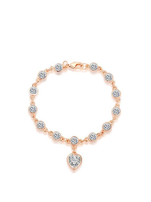 Rose Gold Elegant Heart Shaped Austria Crystal Bracelet