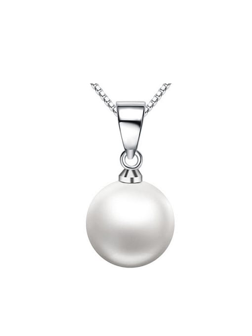 AI Fei Er Simple White Imitation Pearl Copper Pendant 0