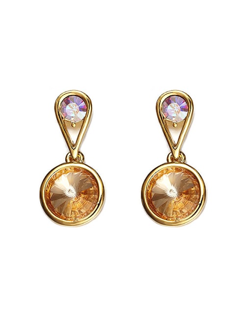 Yellow Round-shaped Crystal drop earring