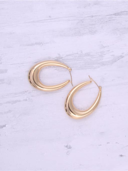 GROSE Titanium With Gold Plated Punk Geometric Hoop Earrings 0