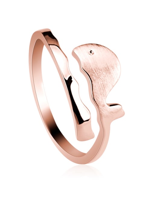 Rose Gold Fashion S925 Silver Dolphin Shaped Midi Ring