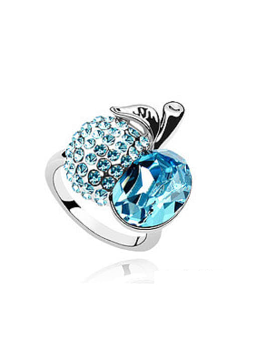 QIANZI Fashion Shiny austrian Crystals Apple Alloy Ring 2
