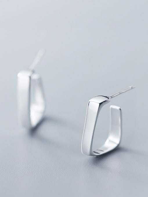 Rosh 925 Sterling Silver With Silver Plated Simplistic Irregular Trapezoidal Stud Earrings 0