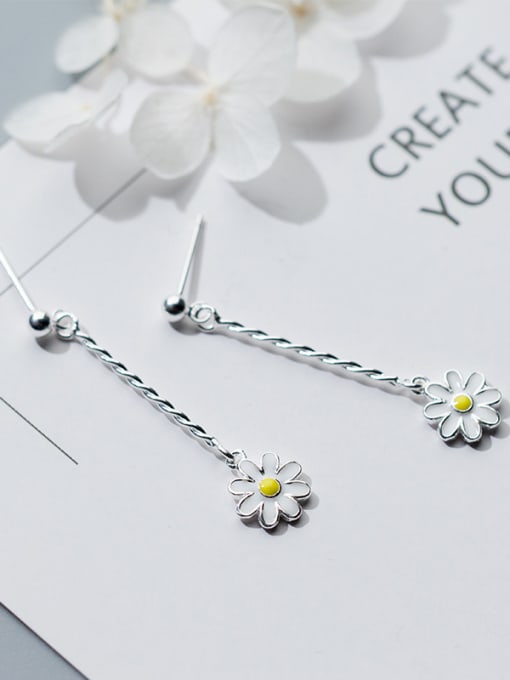 Rosh 925 Sterling Silver With Silver Plated Cute Flower Drop Earrings 2