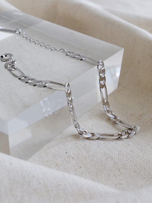 DAKA 925 Sterling Silver With Platinum Plated Simplistic Smooth Chain Bracelets 2