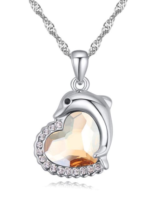 QIANZI Fashion Heart austrian Crystals Little Dolphin Alloy Necklace 1