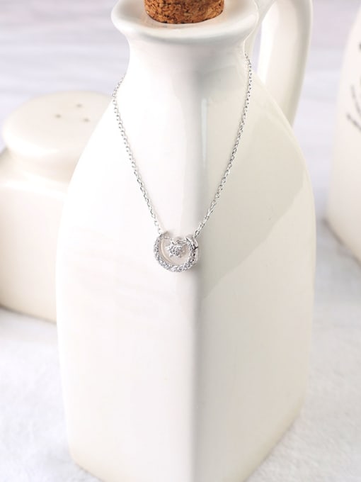 Peng Yuan Moon Star Zircon Silver Necklace 0