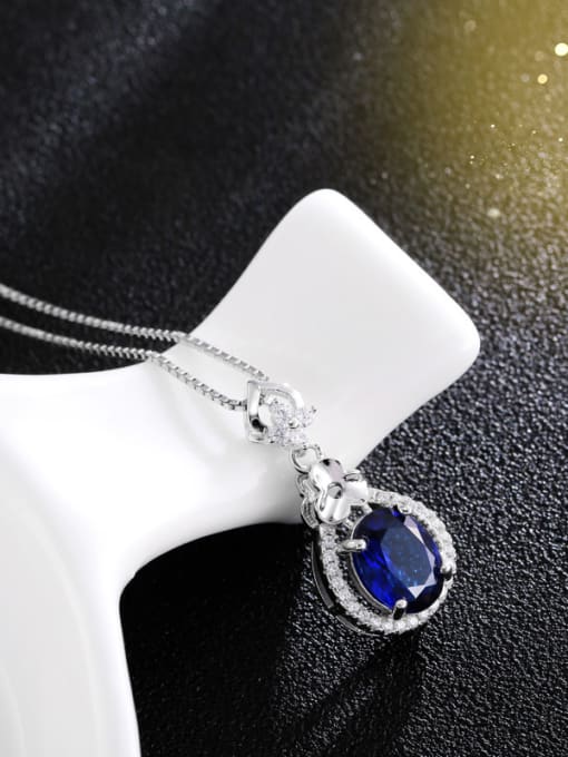 blue Fashion Water Drop Shaped Zircon Necklace