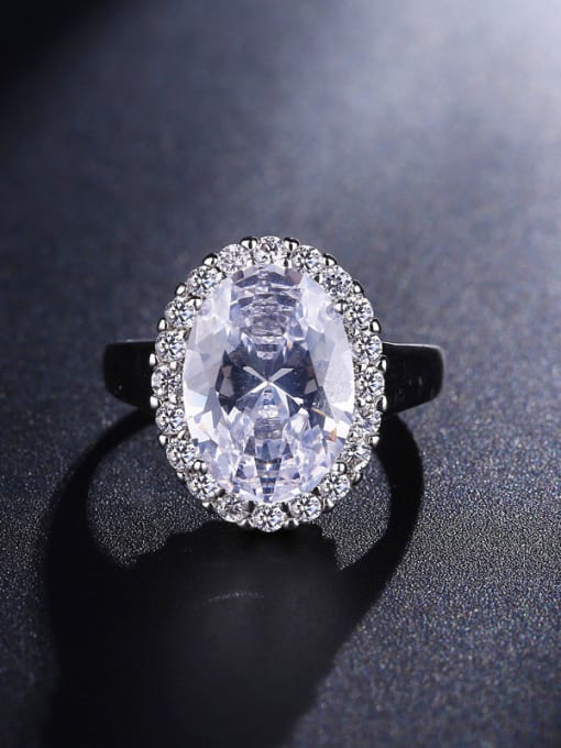 white 6# Shining  Oval Zircon Wedding Engagement Ring