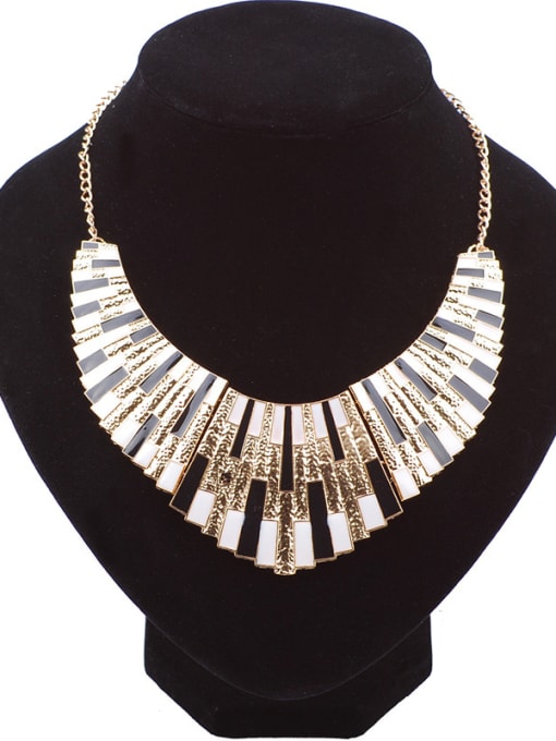 black and white Exaggerated Multicolor Enamel Gold Plated Alloy Necklace