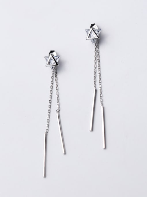 Rosh Fresh Triangle Shaped Zircon S925 Silver Drop Earrings