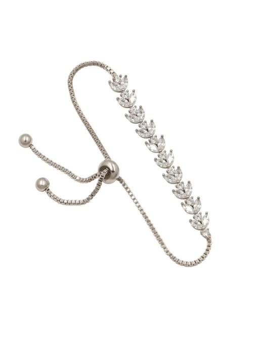 048 platinum Copper With Cubic Zirconia Fashion Flower  adjustable Bracelets