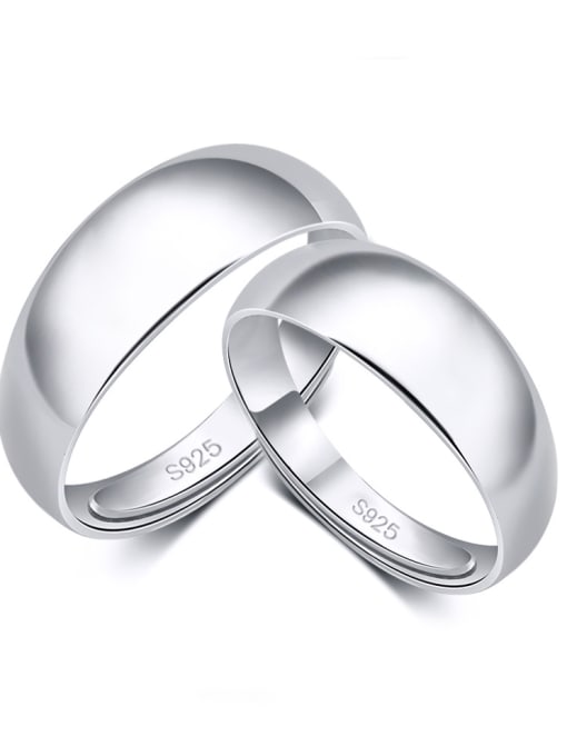 Rosh S925 silver smooth opening couple band rings 1